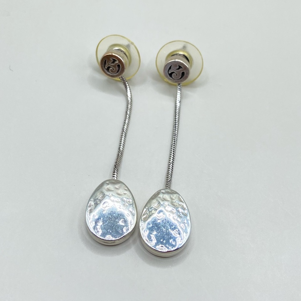 Brighton Mediterranean Long Hammered Teardrop Earrings